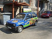 брендирование автомобиля мини-пиццерии Большой папа